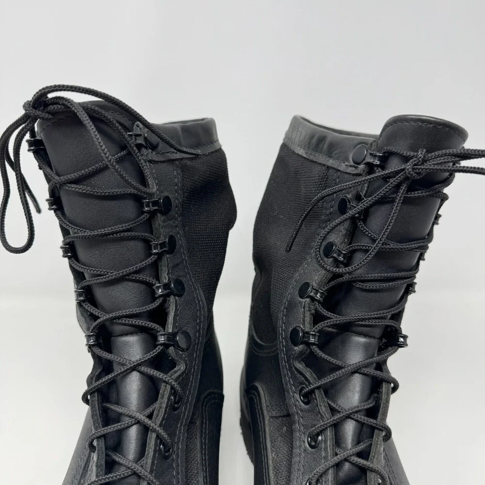 Vintage 2012 Bates Army Navy Black Leather Safety Boots E21508A Men's Size 9.5 R